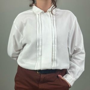 Vintage 90s Oscar De La Renta White Button Up Shirt